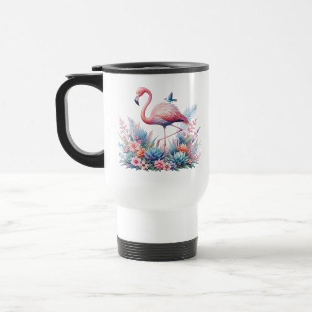 Rosa Flamingo Sublimierung-95160 Reisebecher (Links)