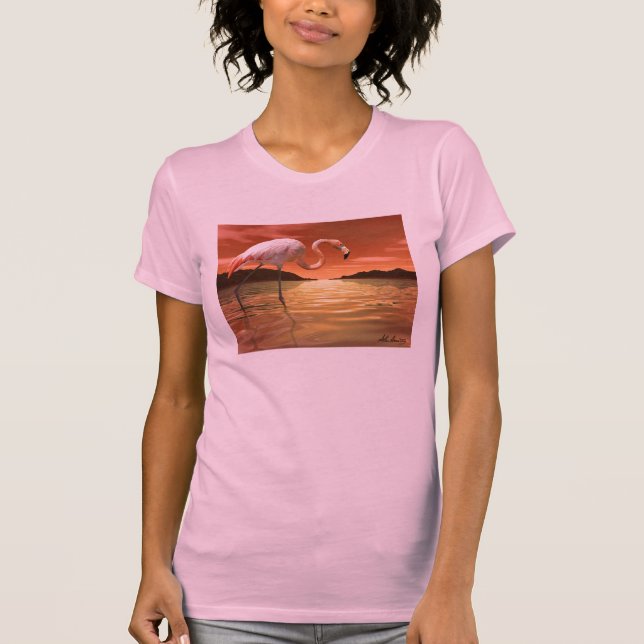 Rosa Flamingo-T - Shirt Floridas (Vorderseite)