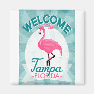 Rosa Flamingo Tampas Florida - Vintage Retro Reise Magnet