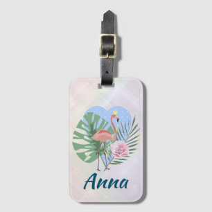 Rosa Flamingo Tropenpalme Gepäckanhänger