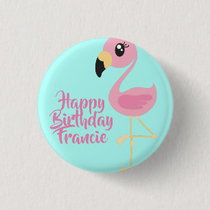 Rosa Flamingo Tropical 1. Geburtstag Button Button
