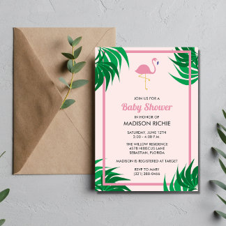 Rosa Flamingo Tropical Baby Dusche Einladung