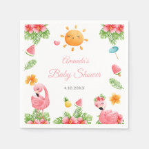 Rosa Flamingo Tropical Blume Kinderdusche Napkins