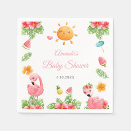 Rosa Flamingo Tropical Blume Kinderdusche Napkins Serviette