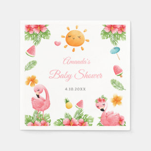 Rosa Flamingo Tropical Blume Kinderdusche Napkins Serviette