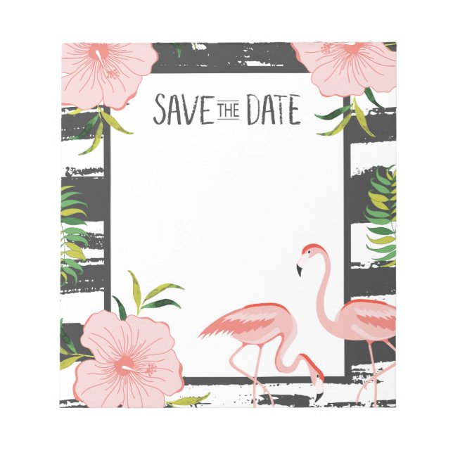 Rosa Flamingo Tropical Save the Date Notizblock (Vorderseite)