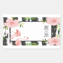 Rosa Flamingo Tropical Save the Date Rechteckiger Aufkleber