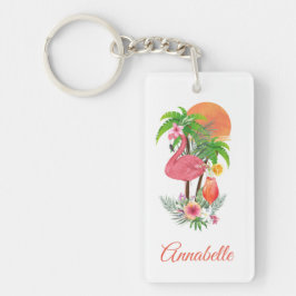 Rosa Flamingo Tropical Vacation Akryllischer Schlü Schlüsselanhänger