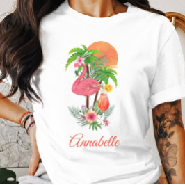 Rosa Flamingo Tropical Vacation T - Shirt