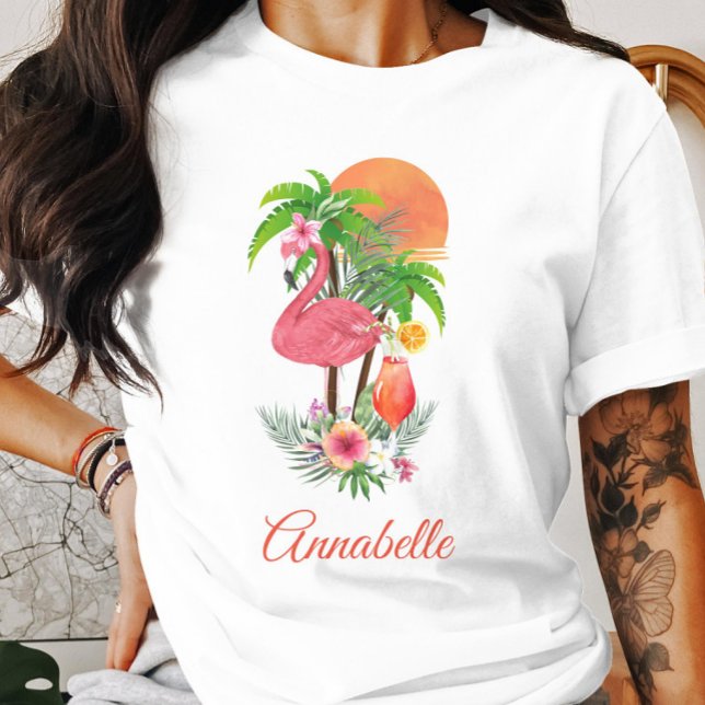 Rosa Flamingo Tropical Vacation T - Shirt (Von Creator hochgeladen)