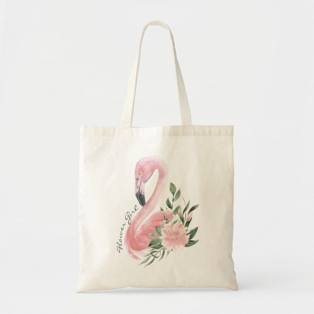 Rosa Flamingo Tropical Wedding Flower Girl Tragetasche (Vorne)