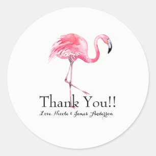 Rosa Flamingo Tropisch Elegantes Hochzeitsgeschenk Runder Aufkleber