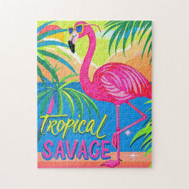Rosa Flamingo Tropisch stehend auf einem Bein