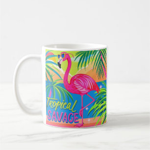Rosa Flamingo Tropisch stehend auf einem Bein Kaffeetasse