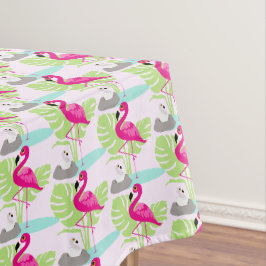 Rosa Flamingo, tropische Blätter Tischdecke