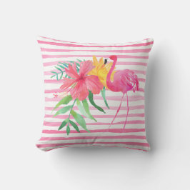 Rosa Flamingo tropische Blume Außenkissen Kissen