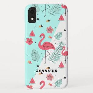 Rosa Flamingo tropische Blume und Blätter Case-Mate iPhone Hülle