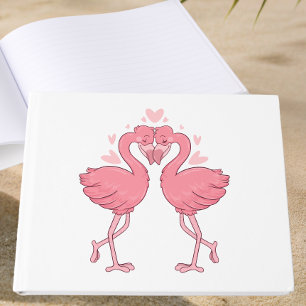 Rosa Flamingo Tropische Hawaiianische Strandhochze Gästebuch