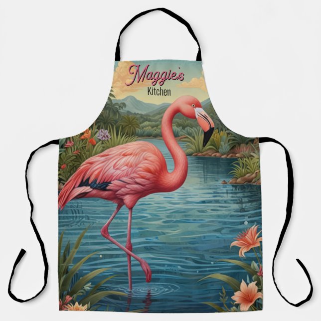 Rosa Flamingo tropische Persönlichkeit Schürze (Vorderseite)