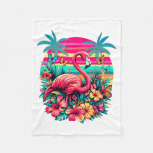 Rosa Flamingo Tropische Pflanzen Strandurlaub Fleecedecke