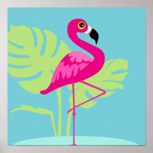 Rosa Flamingo tropischer Grafikdruck Poster