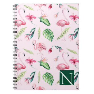 Rosa Flamingo Tropischer Hibiskus Blumen Spass Som Notizblock