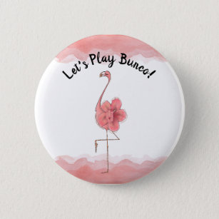 Rosa Flamingo-tropischer Hibiskus Bunco ließ uns Button