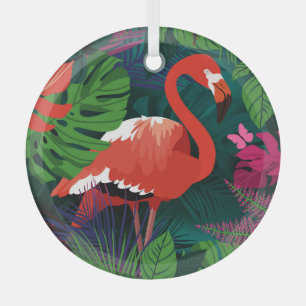 Rosa Flamingo: Tropischer Schmetterling Harmonie. Ornament Aus Glas