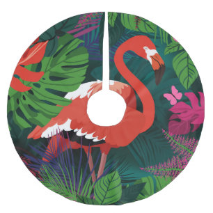 Rosa Flamingo: Tropischer Schmetterling Harmonie. Polyester Weihnachtsbaumdecke