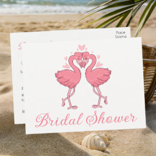 Rosa Flamingo Tropischer Sommer Strand Brautparty Einladungspostkarte