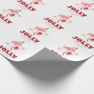 Rosa Flamingo Tropischer Strand Fröhlich Festlich Geschenkpapier