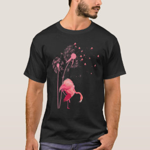Rosa Flamingo Tropischer Vogel Löwenzahnblume T-Shirt