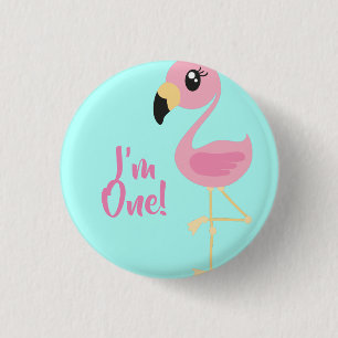Rosa Flamingo-tropisches 1. Button