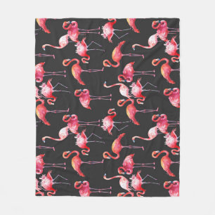 Rosa Flamingo: tropisches Aquarellmuster. Fleecedecke