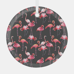 Rosa Flamingo: tropisches Aquarellmuster. Ornament Aus Glas