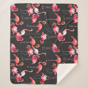 Rosa Flamingo: tropisches Aquarellmuster. Sherpadecke
