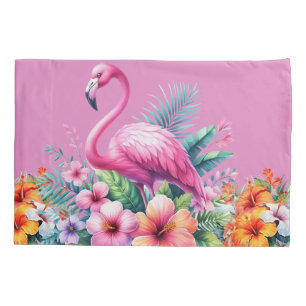 Rosa Flamingo tropisches Bettwäsche, Kissenkoffer Kissenbezug