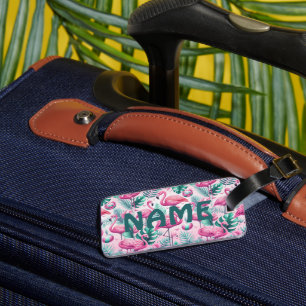 Rosa Flamingo tropisches Design Gepäckanhänger