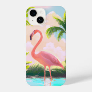 Rosa Flamingo - Tropisches Paradies Retro iPhone 14 Hülle