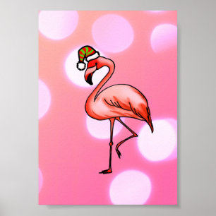 Rosa Flamingo Tropisches Weihnachtsfest Poster