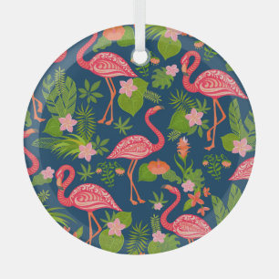 Rosa Flamingo: Türkis Streifen Vintag Ornament Aus Glas