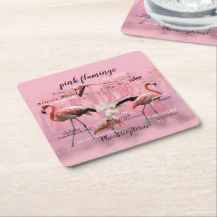 Rosa Flamingo-Typografie   besonders angefertigt Rechteckiger Pappuntersetzer