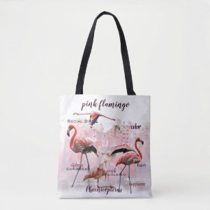 Rosa Flamingo-Typografie   besonders angefertigt Tasche