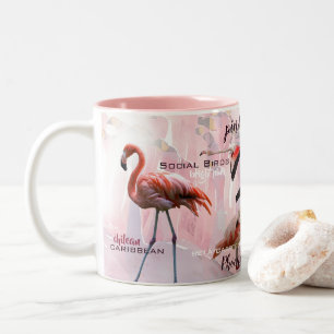 Rosa Flamingo-Typografie   besonders angefertigt Zweifarbige Tasse