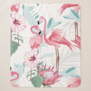 Rosa Flamingo und exotische Blume, Blätter aus Pal Sherpadecke