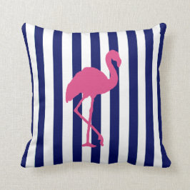 Rosa Flamingo und Marinestreifen Kissen