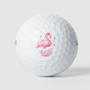 Rosa Flamingo und Schmetterlinge Golfball