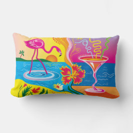 Rosa Flamingo und Sommercocktail Lendenkissen
