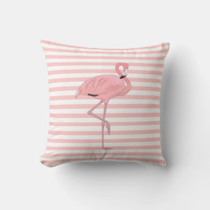 Rosa Flamingo und Streifen-Wurfs-Kissen Kissen