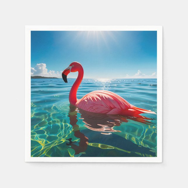 Rosa Flamingo unter dem Himmel Serviette (Vorderseite)